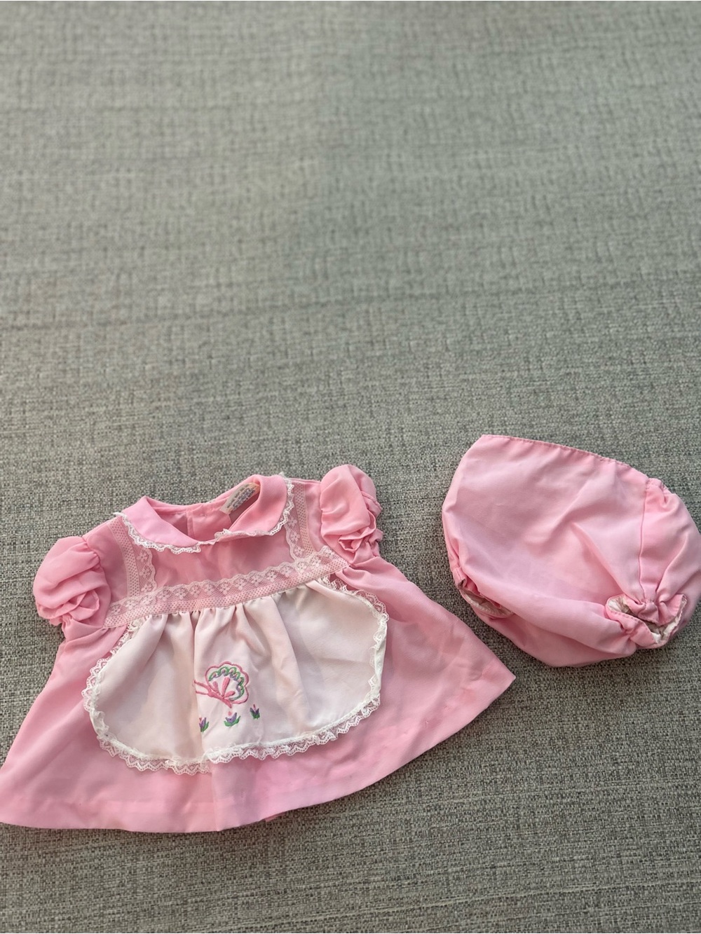 Catton Candy Pastel Pink Dress with Lace Trim with bloomers . Size 0-3M